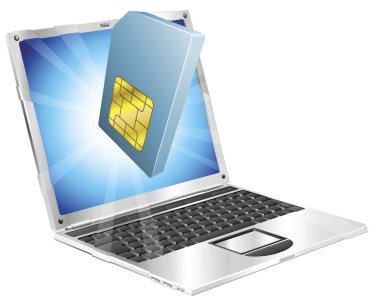 Phone SIM card icon laptop concept clipart