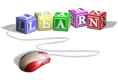 Mouse and learn blocks concept clipart