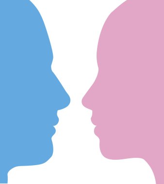 Man and woman faces silhouette clipart