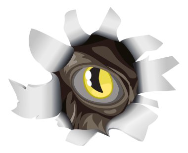 Creature looking through tear clipart