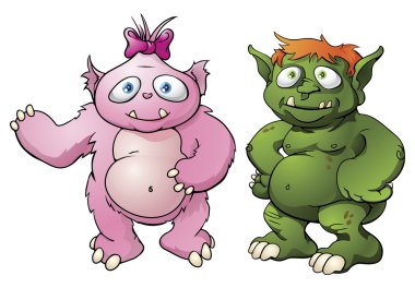 Cute monster cartoon characters clipart