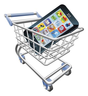 Smart phone shopping cart concept clipart