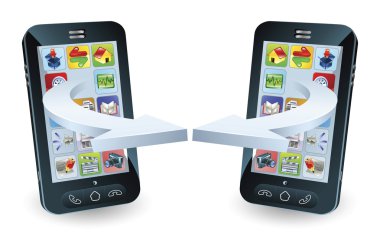 Smartphones communicating clipart