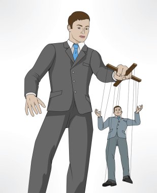 Controlling business puppet concept clipart