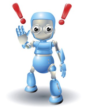 Cute robot character caution clipart
