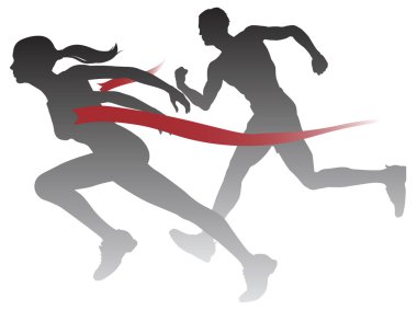 Woman winning a race clipart