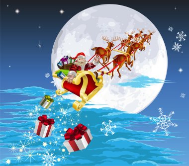 Santa in his sled clipart