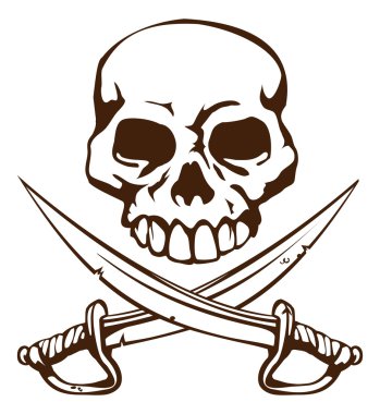 Pirate skull and crossed swords symbol clipart