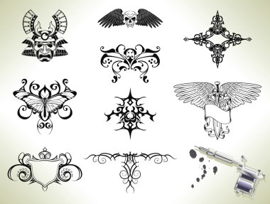 Tattoo flash design elements clipart