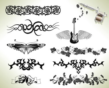 Tattoo flash design elements clipart