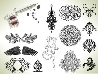 Tattoo flash design elements clipart