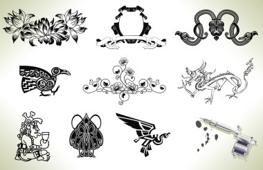 Tattoo flash design elements clipart