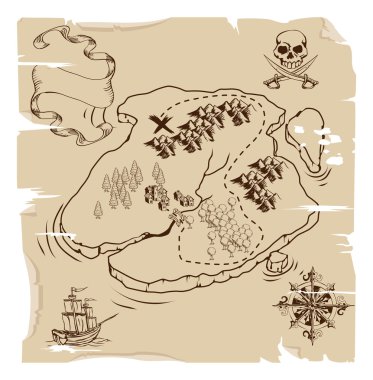 Ye Olde Pirate Treasure Map clipart