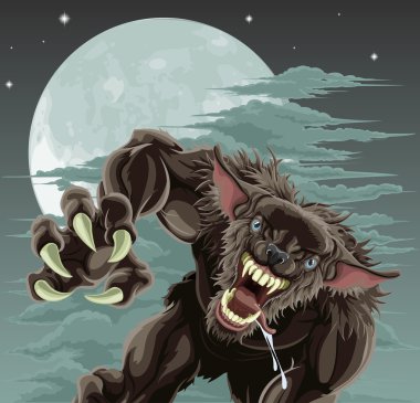 Werewolf moon illustration clipart