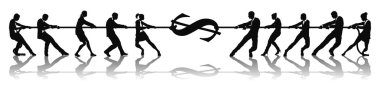 Tug of war dollar money concept clipart