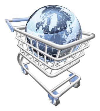 Globe shopping cart concept clipart