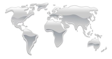 Liquid metal world map clipart