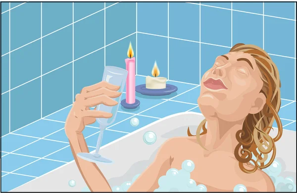 Kvinna i badet — Stock vektor