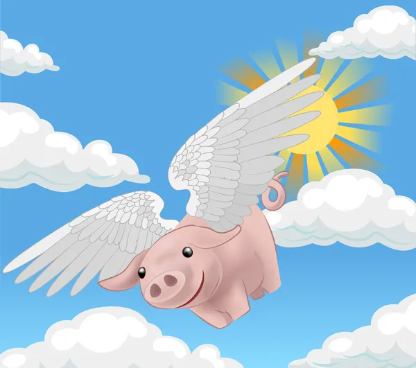 Flying pig illustration — Stock Vector