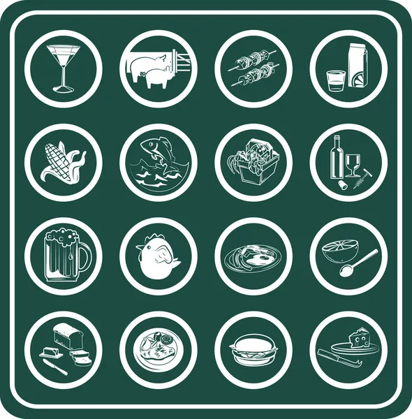 Un conjunto de iconos de comida y bebida — Archivo Imágenes Vectoriales