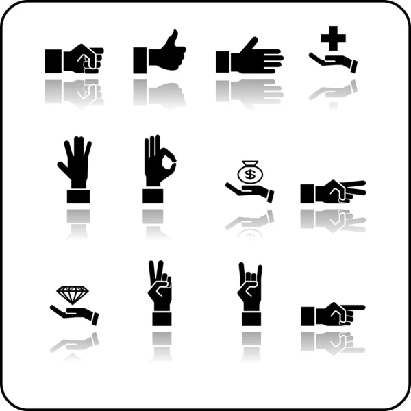 Set di icone con le mani — Vettoriale Stock