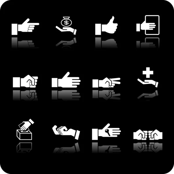 Ensemble d'icônes mains — Image vectorielle