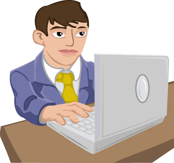 Άνθρωπος χρησιμοποιώντας φορητό υπολογιστή του — Διανυσματικό Αρχείο