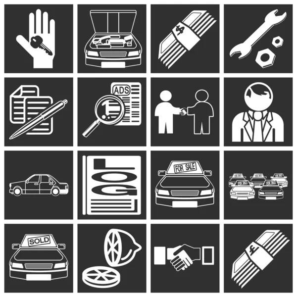 Ícones relacionados com a compra de um carro — Vetor de Stock