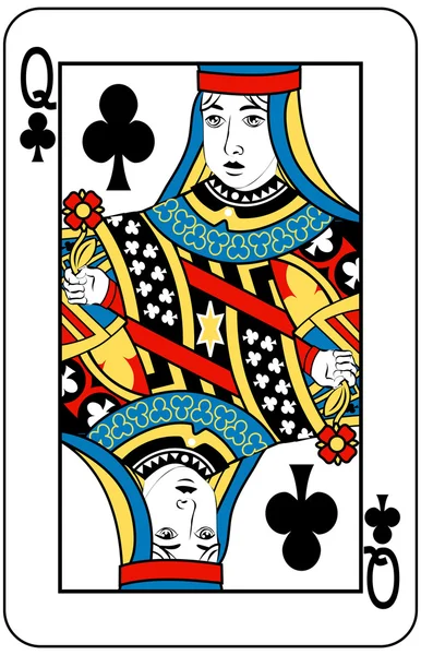 Koningin van clubs — Stockvector