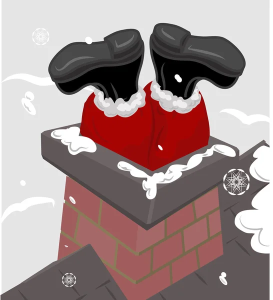Weihnachtsmann Schornstein Illustration — Stockvektor