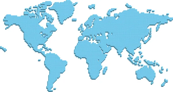 Mapa světa, vyrobené z 3d pilířů — Stockový vektor