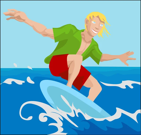 Surfer illustratie — Stockvector