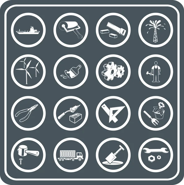 Conjunto de iconos de herramientas e industria — Archivo Imágenes Vectoriales