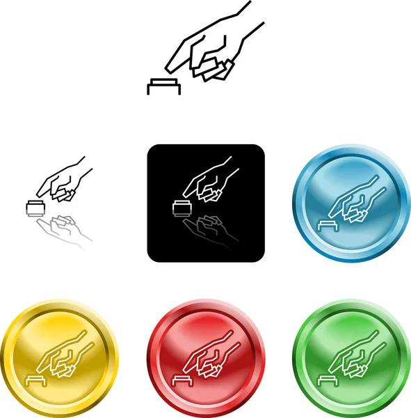 Hand te drukken op een knop pictogram symbool — Stockvector