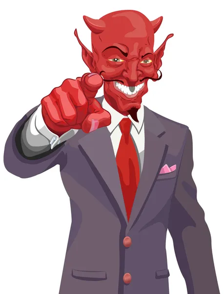 Devil pointing illustration — Stock Vector