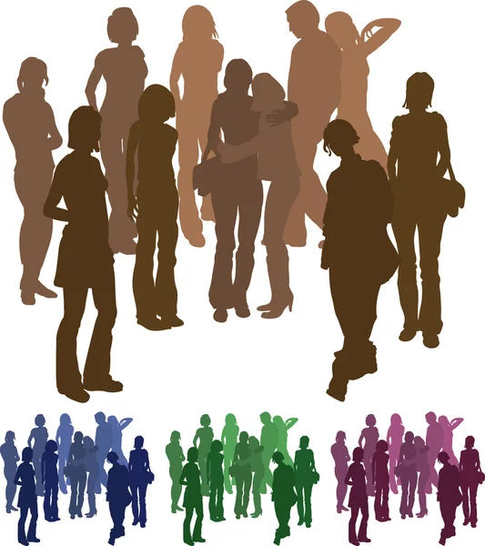 Groupe d'amis silhouette illustration — Image vectorielle