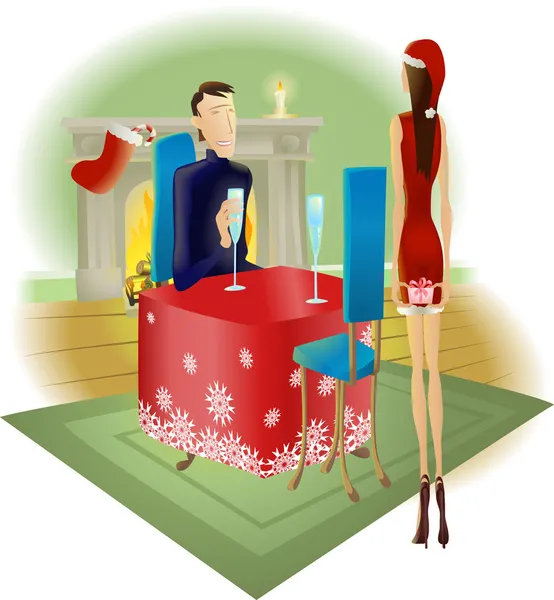 Sürpriz romantik Noel hediye — Stok Vektör