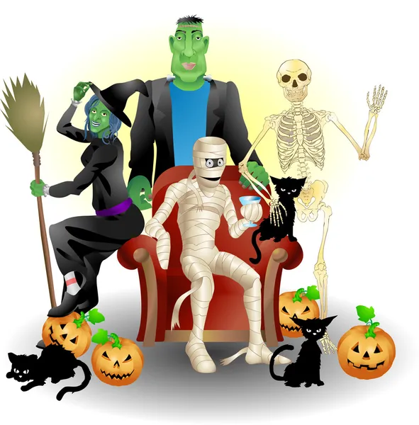 Ilustración de grupo de Halloween — Vector de stock