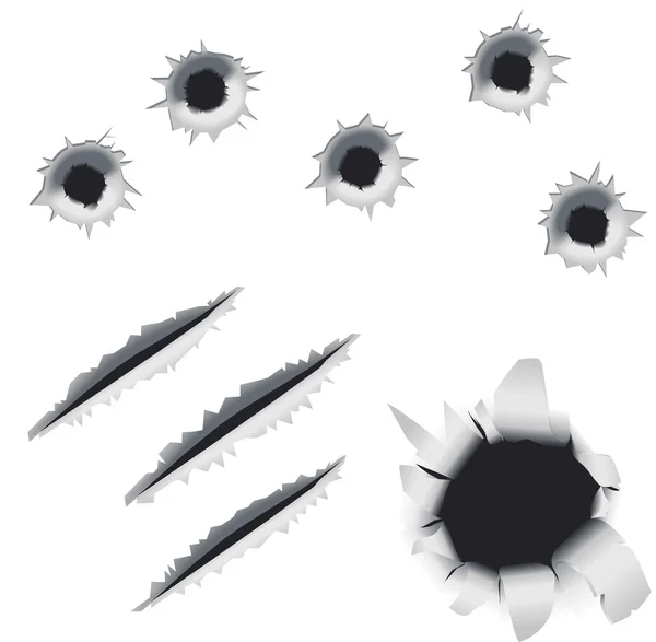 Bullet holes and slashes — Stock Vector