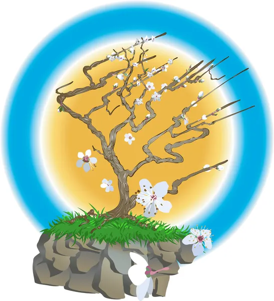 Japonský strom ilustrace — Stockový vektor