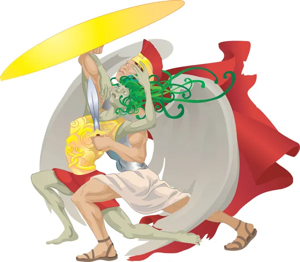 Perseus e medusa ilustração — Vetor de Stock