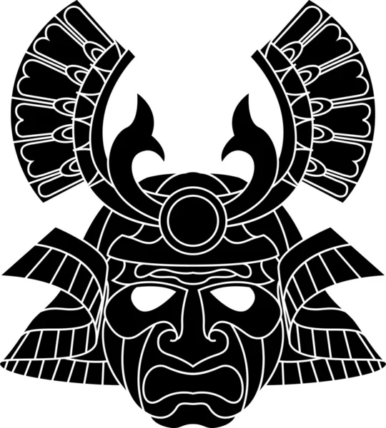 Masque samouraï monochrome — Image vectorielle