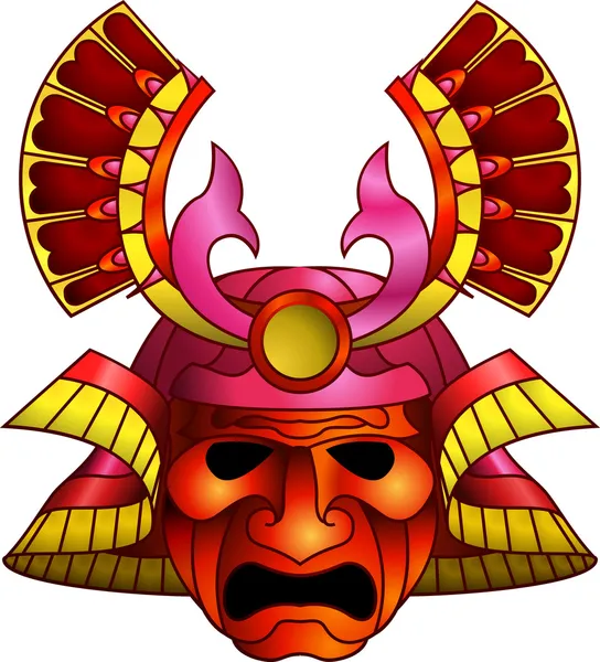 Máscara de samurai vermelho — Vetor de Stock