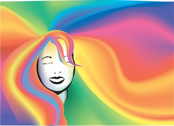 Retro Rainbow hair background — Stock Vector