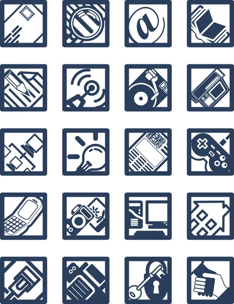 Square Internet Computing Icons — Stock Vector