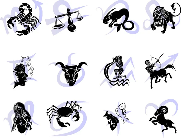 Δώδεκα ωροσκόπιο zodiac σημάδια αστέρι — Διανυσματικό Αρχείο