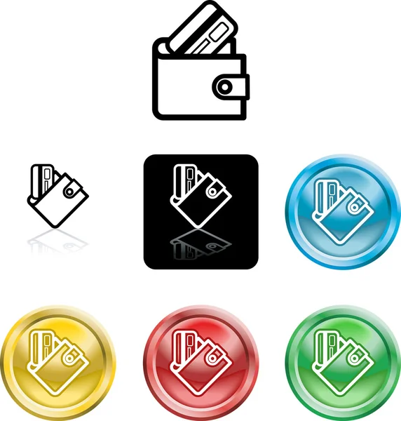Symbol ikonu peněženku a kreditních karet — Stockový vektor