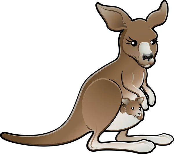 Cute Vector Kangaroo Illustration — Stock Vector