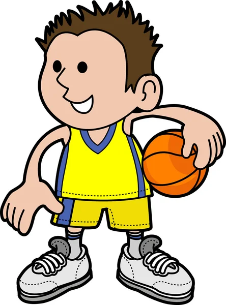 Ilustração de menino jogador de basquete —  Vetores de Stock