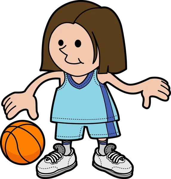 Иллюстрация девушки, играющей в баскетбол — стоковый вектор